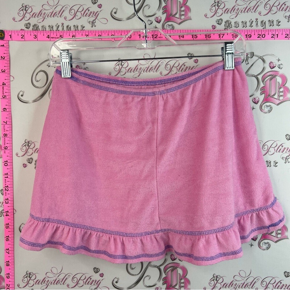 Sugar Thrillz set 2 piece purple Pink Terry Zip Crop Top & Skirt Set mini skirt - Picture 13 of 16